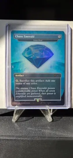 Chaos Emerald Blue Magic the gathering Sonic Secret Lair Rainbow foil - Image 1