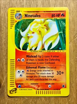 2002 Pokemon Expedition Set Ninetales Holo #21/165 Rare Moderate Play - Image 1