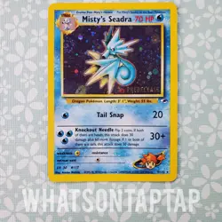 Pokemon Card Mistys Seadra 9/132 Holo Rare Gym Heroes Prerelease LP Swirl - Image 1