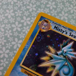 Pokemon Card Mistys Seadra 9/132 Holo Rare Gym Heroes Prerelease LP Swirl - Image 5