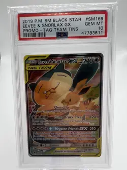 Pokemon Eevee & Snorlax GX SM169 PSA 10 Full Art Black Star Promo English Mint - Image 4