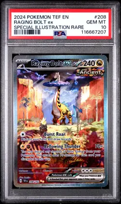 POKEMON PSA 10 2024 SV Temporal Forces Raging Bolt ex 208/162 SIR *7207 - Image 1