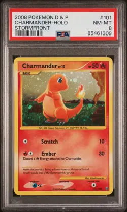 Pokemon TCG Charmander holo 101/100 Secret Rare D&P Stormfront PSA 8 - Image 1
