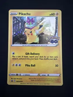 Pikachu SWSH234 LP 2022 Cosmos Holo Black Star Promo Pokemon GO Card - Image 1