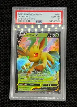 PSA 10 GEM MINT Leafeon V 013/159 SWSH Crown Zenith Ultra Rare Pokemon Card - Image 2