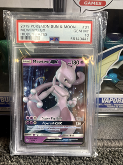 Pokémon Mewtwo GX TCG Holo Ultra Rare Card Hidden Fates 31/68 PSA 10 Gem - Image 1