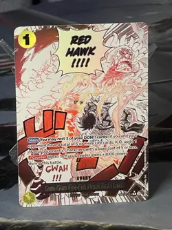 Gum-Gum Fire-Fist Pistol Red Hawk OP11-114 Manga	Alternate Art One Piece Card En - Image 1