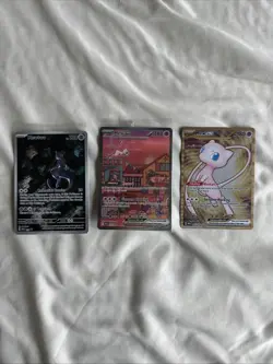 Pokemon 151 UPC Promo Set Mew ex Metal Card, Mew ex And Mewtwo Illustration - Image 1