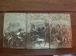 Gold Plated Pokemon Card Set  (Charizard, Pikachu, Poliwhirl) - Image 1