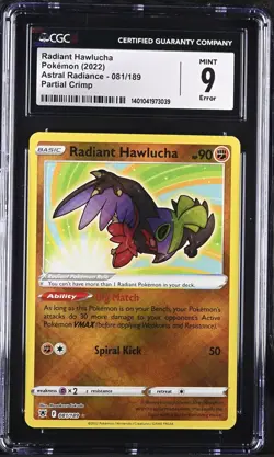 Radiant Hawlucha 081/189 CGC 9 Mint ERROR CRIMP Astral Radiance Pokemon Card - Image 3