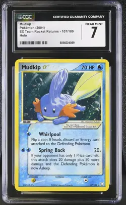 CGC 7 Mudkip Gold Star 2004 EX Team Rocket Returns 107/109 Holo Pokemon Card - Image 1