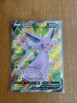 Espeon v Full Art Ultra Rare Holo Pokémon Card 179/203 SWSH Evolving Skies - Image 3