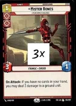 3X BUNDLE Star Wars Unlimited TWI - Mister Mr Bones -  Rare Play-set X 3 Cards - Image 1