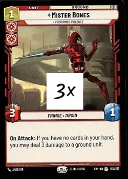 3X BUNDLE Star Wars Unlimited TWI - Mister Mr Bones -  Rare Play-set X 3 Cards - Image 2