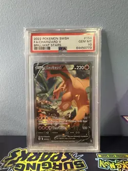 Charizard V PSA 10 English Pokemon Card 154 2022 Brilliant Stars Alternate Art - Image 3