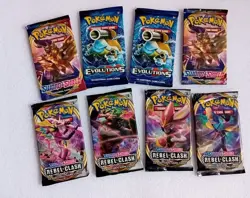 Pokemon Card Evolutions Sword Shield Base Rebel Clash Booster Pack Bundle Sealed - Image 1
