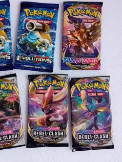 Pokemon Card Evolutions Sword Shield Base Rebel Clash Booster Pack Bundle Sealed - Image 3