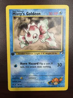 Misty's Goldeen 30/132 1st Edition Gym Heroes Set Pokemon Card WOTC (LP+) - Image 11