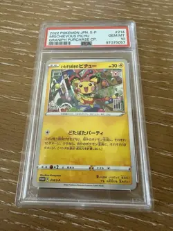 PSA 10 Gem Mint Japanese Mischievous Pichu Promo 214/S-P Pokemon Card - Image 1
