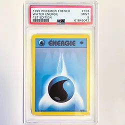 PSA 9 Water Energy Energie MNT 102 French Base 1st Edition 1999 Pokemon 61845042 - Image 1