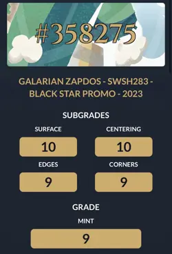 Pokemon Galarian Zapdos SWSH283 Black Star Promo Crown Zenith - Ace 9 MINT - Image 6