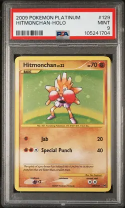 2009 POKEMON PLATINUM BASE SET HITMONCHAN #129 SECRET RARE PSA 9 MINT #105241704 - Image 3