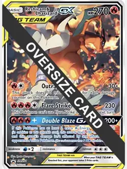 Reshiram & Charizard GX JUMBO Oversized Card SM201 Tag Team Promo Pokémon - Image 6