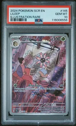 2024 Pokemon Stellar Crown LILEEP 145/142 Illustration Rare PSA 10 - Image 1