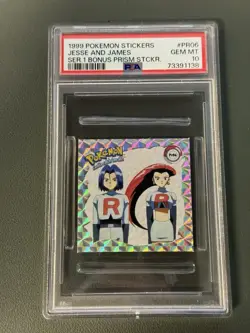1999 Pokemon Sticker Series 1 PRIZM #PR06 Jesse & James PSA 10 - POP 4 - Image 1