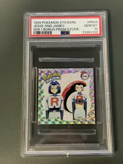 1999 Pokemon Sticker Series 1 PRIZM #PR06 Jesse & James PSA 10 - POP 4 - Image 3