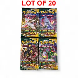 20 COUNT LOT Pokemon TCG Sword and Shield - Evolving Skies Booster Packs 2021 - Image 1