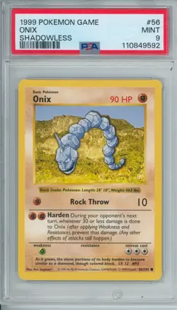 1999 Pokemon Base Set Onyx SHADOWLESS PSA 9 Fresh Grade #56 - Image 1