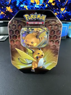 HIDDEN FATES Tin - RAICHU GX Promo Pokemon -Factory Sealed - MINT - Image 7