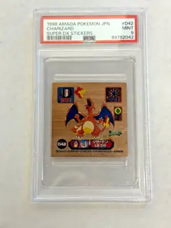 1998 Pokemon Amada Charizard Super DX Stickers Japanese #D42 PSA 9 Mint - Image 1