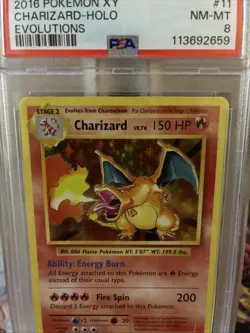 2016 Pokémon XY Charizard Holo #11 NM-MT Card PSA Graded 8 - Image 2
