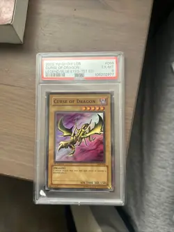 2002 Yugioh 1st Edition LOB Curse Of Dragon 006 Legend Of Blue Eyes PSA 6 - Image 1