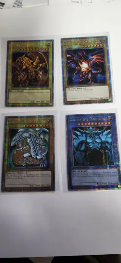 Yugioh Quarter Century Secret Rare Blue-eyes Dragon Red-eyes Obelisk Ra Lot of 4 - Image 3