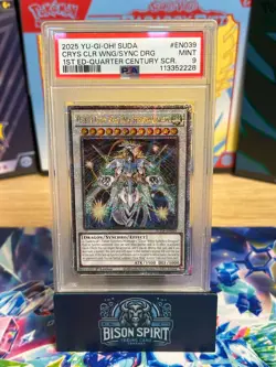 PSA 9 1ST EDITION-Quarter Century Yu-Gi-Oh 2025 Crys Clr Wng/Sync Drg #EN039 - Image 1
