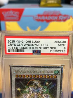 PSA 9 1ST EDITION-Quarter Century Yu-Gi-Oh 2025 Crys Clr Wng/Sync Drg #EN039 - Image 6