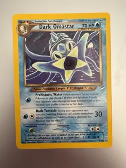 PokÃ©mon TCG Neo Destiny Dark Omastar Rare Card 19/105 LP - Image 1