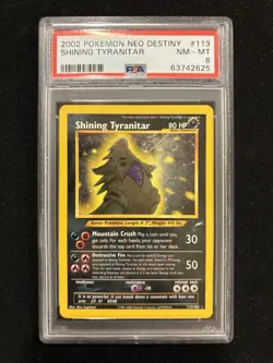PSA 8 Shining Tyranitar 2002 Neo Destiny Secret Rare Holo #113 NM Mint Pokemon - Image 1