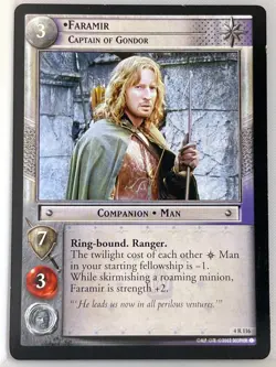 LORD OF THE RINGS TCG TWO TOWERS RARE CARD 4R116 FARAMIR CAPTAIN OF GONDOR lp - Image 1