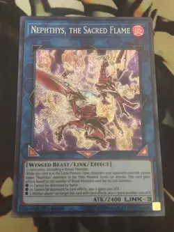 Yugioh: Nephthys, the Sacred Flame HISU-EN008 Secret Rare 1st Edition NM - Image 1