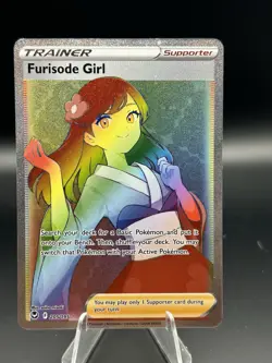 Pokemon Card Furisode Girl 205/195 Silver Tempest Rainbow Rare Near Mint - Image 1