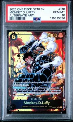 OP10-118 Monkey.D.Luffy SEC Alt Art One Piece TCG English Card PSA 10 - Image 1