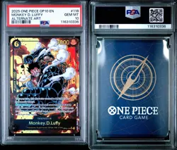 OP10-118 Monkey.D.Luffy SEC Alt Art One Piece TCG English Card PSA 10 - Image 2