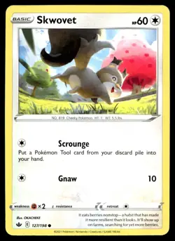 Skwovet 127/198 Pokemon Card Chilling Reign Common 60 HP Near Mint DY - Image 1