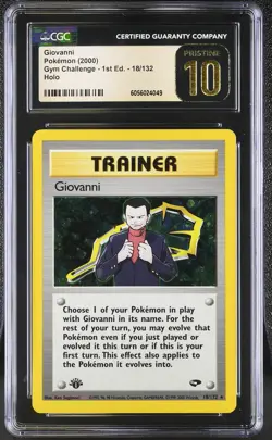 CGC 10 PRISTINE Giovanni Gym Challenge 1st Edition 18/132 Holo Pokemon Card - Image 1