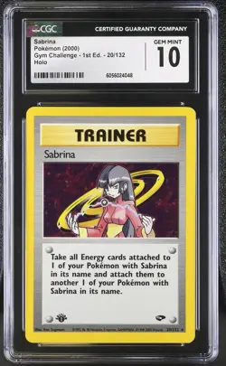 CGC 10 GEM MINT Sabrina Gym Challenge 1st Edition 20/132 Holo Pokemon Card - Image 1