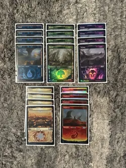 MTG Magic The Gathering M21 Showcase Lands X4 Of Each NM Foil EDH Commander - Image 1